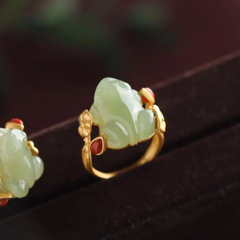 Jewelry Making Rings - Grüne Jade Frosch Ringe Charms Natürliche