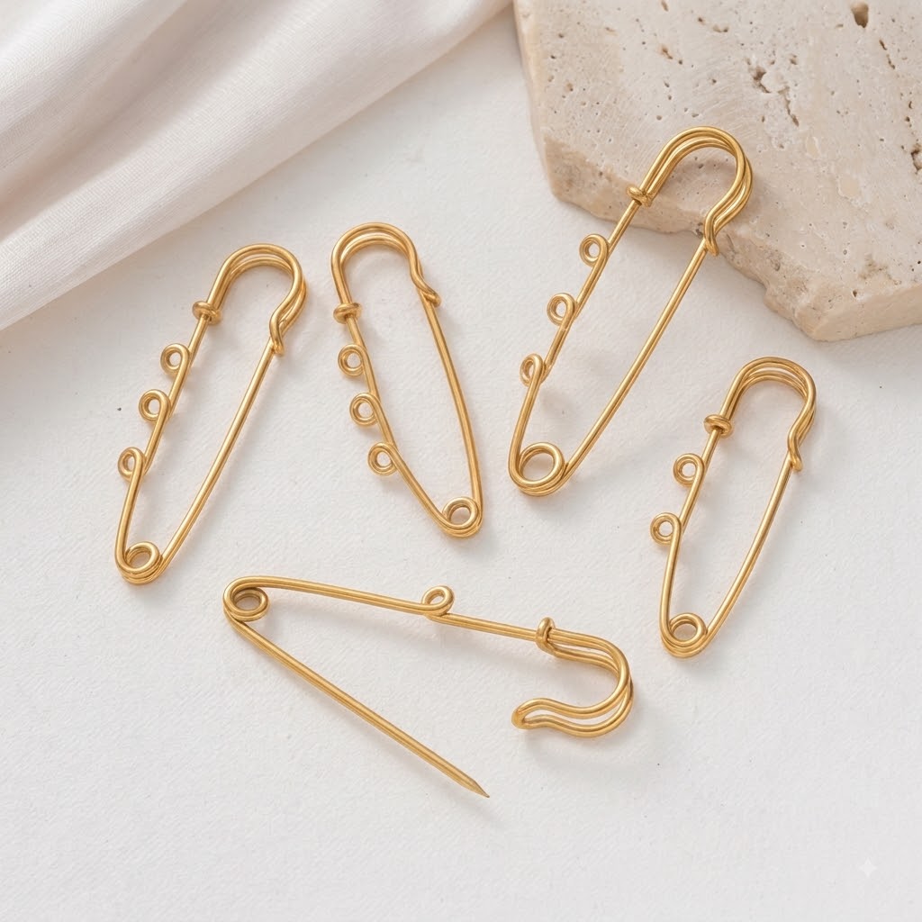 Jewelry Making Knots - 5 Stück/Set Edelstahl-Broschenrohlinge mit Sicherheitsnadeln und
