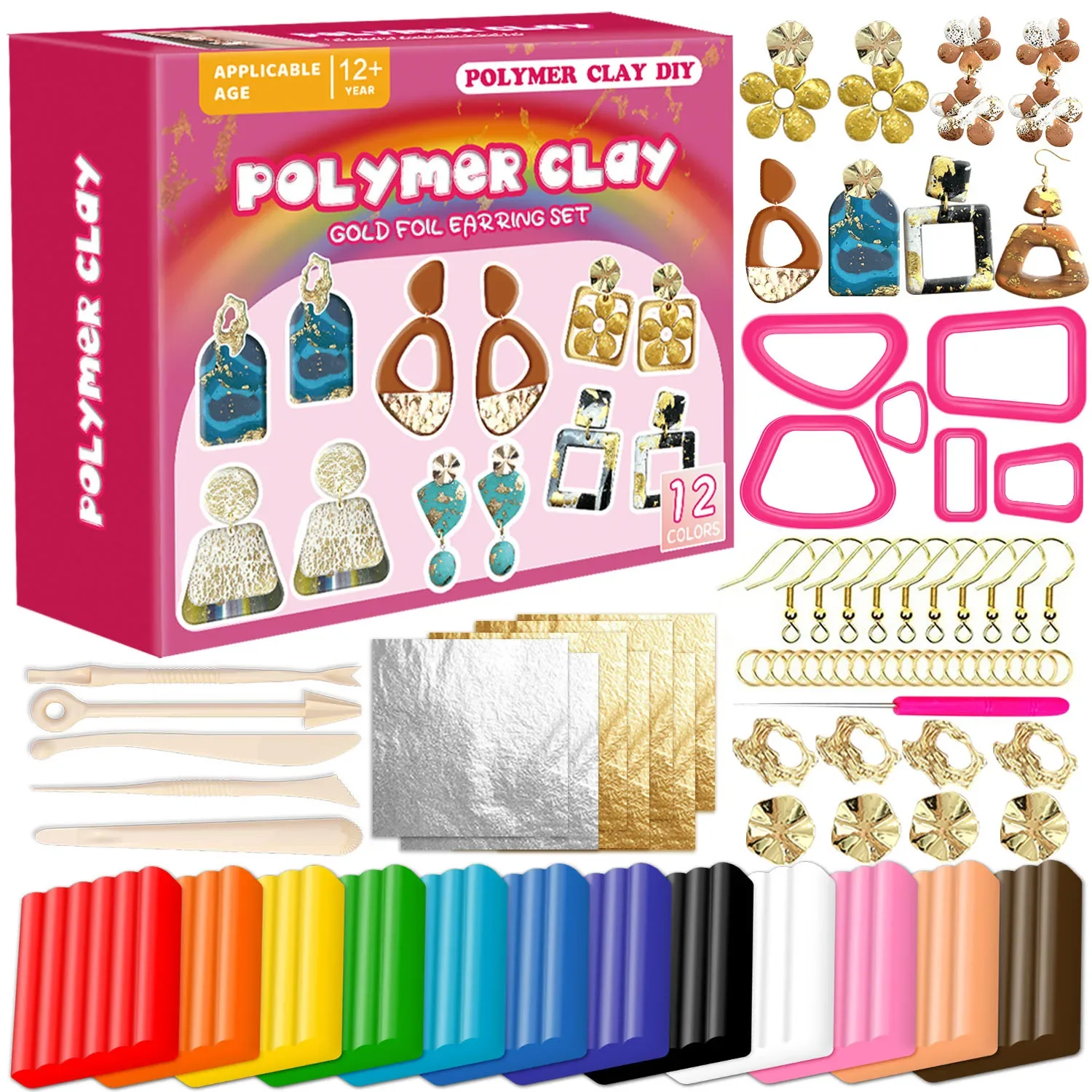 Jewelry Making For Teens - Polymer-Ton-Ohrring-Schmuckherstellungsset mit Ofen-Backen-Ton-Schneidern und Ohrringringen, Ringen