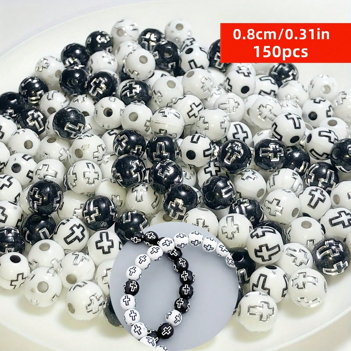 8 mm, 150 Stück, schwarz-weiße – Jewelry Making Business Bewertung und Preis